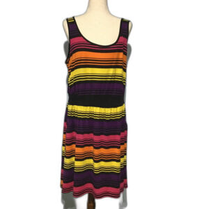 Torrid Colorful Striped Elastic Waist Midi Dress
